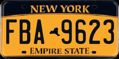NY license plate FBA9623