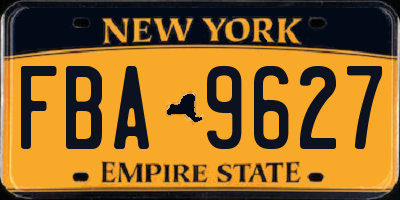 NY license plate FBA9627
