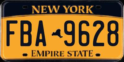 NY license plate FBA9628