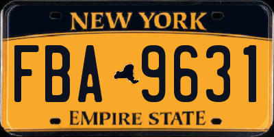 NY license plate FBA9631