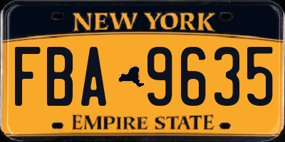 NY license plate FBA9635