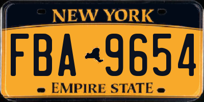 NY license plate FBA9654