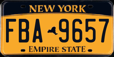 NY license plate FBA9657