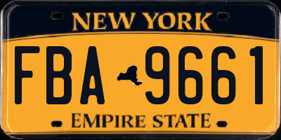 NY license plate FBA9661