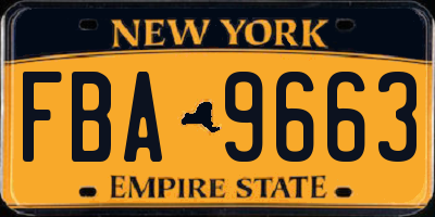 NY license plate FBA9663