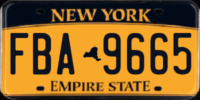 NY license plate FBA9665