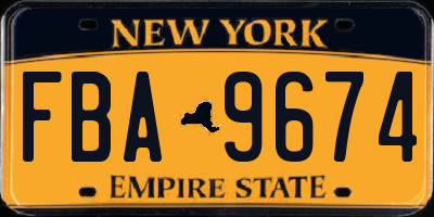NY license plate FBA9674