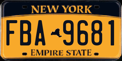 NY license plate FBA9681