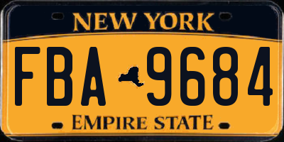 NY license plate FBA9684