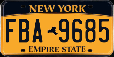 NY license plate FBA9685