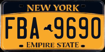 NY license plate FBA9690