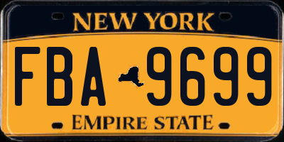 NY license plate FBA9699