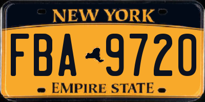 NY license plate FBA9720