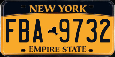 NY license plate FBA9732