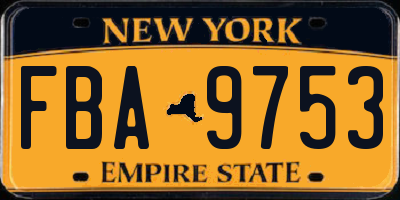NY license plate FBA9753
