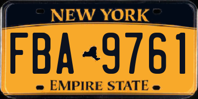 NY license plate FBA9761