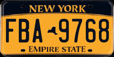 NY license plate FBA9768