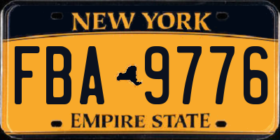 NY license plate FBA9776