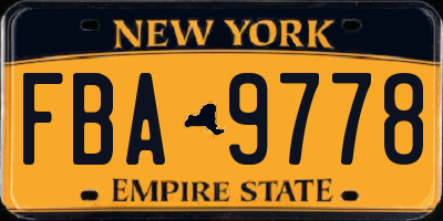 NY license plate FBA9778