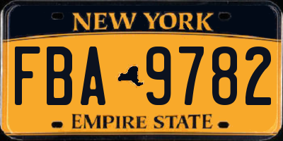 NY license plate FBA9782