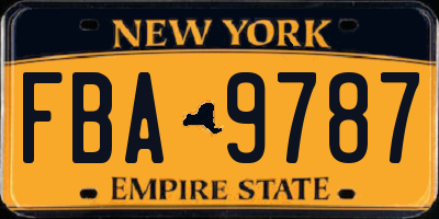 NY license plate FBA9787