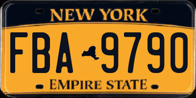NY license plate FBA9790