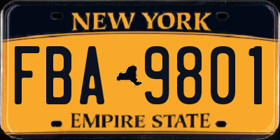 NY license plate FBA9801