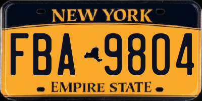 NY license plate FBA9804