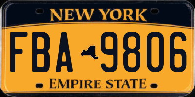 NY license plate FBA9806
