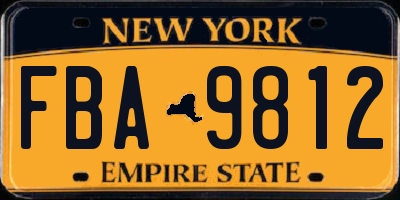 NY license plate FBA9812