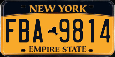 NY license plate FBA9814