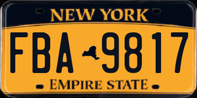 NY license plate FBA9817