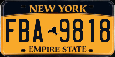 NY license plate FBA9818