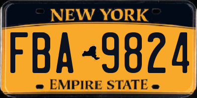 NY license plate FBA9824