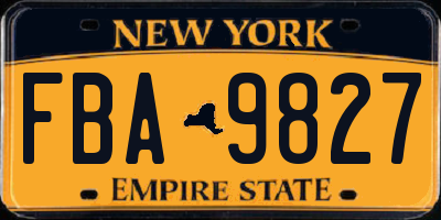 NY license plate FBA9827