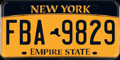 NY license plate FBA9829