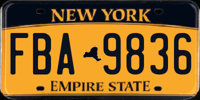 NY license plate FBA9836