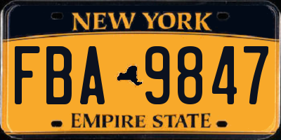 NY license plate FBA9847