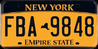 NY license plate FBA9848