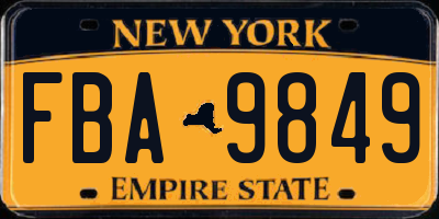 NY license plate FBA9849