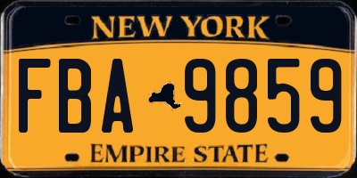 NY license plate FBA9859