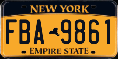 NY license plate FBA9861