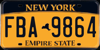NY license plate FBA9864