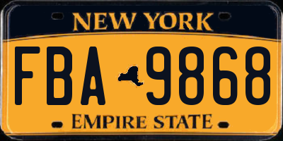 NY license plate FBA9868