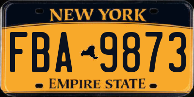 NY license plate FBA9873