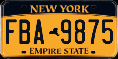 NY license plate FBA9875