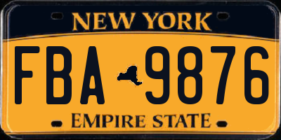 NY license plate FBA9876