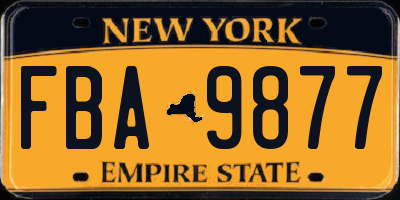 NY license plate FBA9877