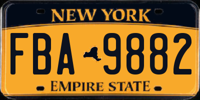 NY license plate FBA9882