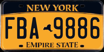 NY license plate FBA9886